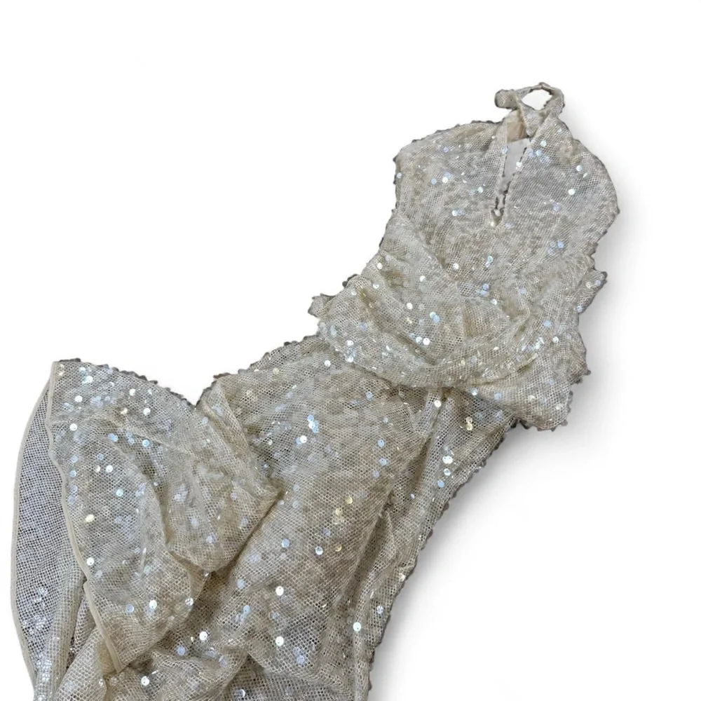 For Love & Lemons Sydney Sequin Maxi Dress Backless Halter Gown - Picture 5 of 12